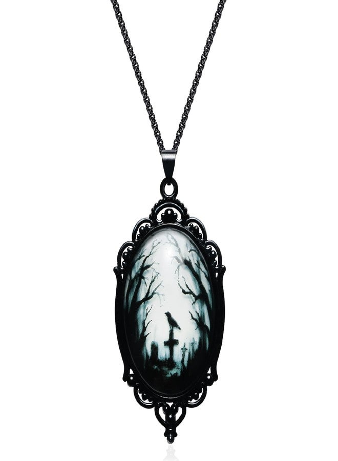 DAYANEY Gothic Necklace as Goth Accessories for Halloween Costume Jewelry for Women, Gothic Jewelry Witch Necklace as Black Choker Goth Gifts, Raven Vampire Pendant as Punk Grunge Accessories Christmas Gifts - Image 1